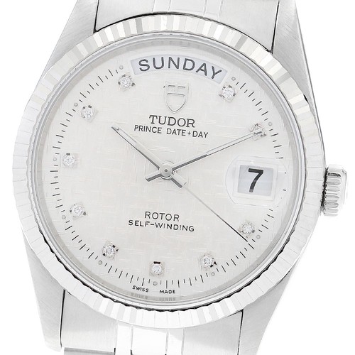 TUDOR Prince Date Day 76214 WG bezel 10P diamond Automatic Men's Watch_893679