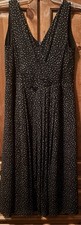 Talbots Petites Pure Silk Sleeveless Dress W/Black & Tan Polka Dot Print Size 8P
