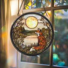 Fox Glass Suncatcher: Woodland Nursery Decor, Handmade Ornament