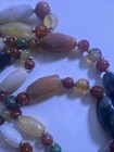 VTG CARNELIAN ONYX AGATE StoneBead Boho NECKLACE GEMSTONE STRING STRAND56”L/210g — photo 9