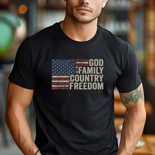 God Family Country T-Shirt Christian Patriotic 4th of July USA Tee