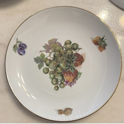 Vintage Kahla Fine Bohemian China with a central motif of green grapes. 7.5 