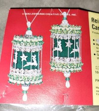 VTG LeeWards Reindeer Carousel Christmas Beaded Sequins Ornament Kit Makes 2