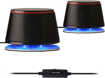Sanyun SW102 PC Lautsprecher 5Wx2 Tiefer Bass Stereo 2.