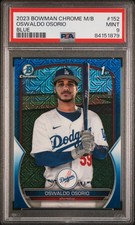 2023 BOWMAN MEGA BOX CHROME BLUE REFRACTOR #152 OSWALDO OSORIO 46/150 PSA 9