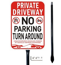 Private Driveway No Turn Around Signs, 14  x10  No Parking Sign with