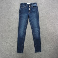 KanCan Jeans Womens 3/25 Blue Denim High Rise Skinny Button Fly KC7113D Stretch