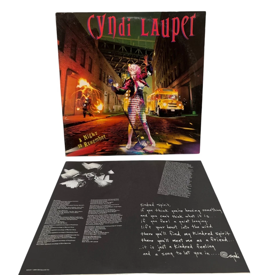 CYNDI LAUPER - A NIGHT TO REMEMBER - 1989 MEXICAN LP ALBUM + INNER SLEEVE - Image 3 of 4