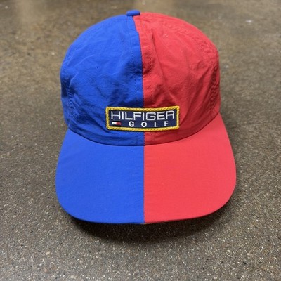 DEADSTOCK VTG 90s Tommy Hilfiger Golf Split Two-Tone Nylon Hat MADE IN USA Rare