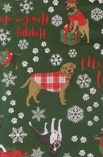 Merry Christmas Dogs Var Size Vinyl Flannel Back Tablecloth Multicolor by Elrene