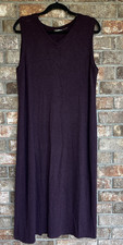 Vintage LL Bean Heathered Purple Midi v neck Dress Sleeveless