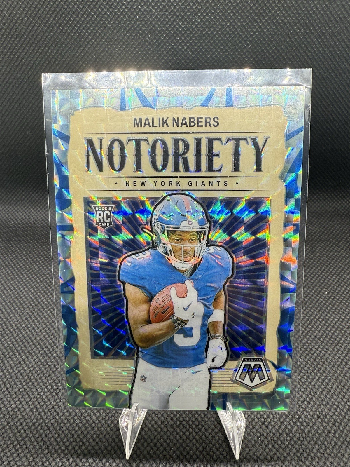 2024 Panini Mosaic - Notoriety Malik Nabers #23 Blue Mosaic Prizm /99 (RC)