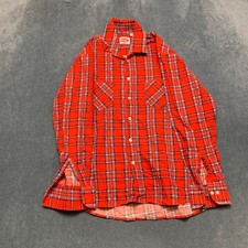 Vintage Dickies Flannel Shirt Mens Large Red Plaid Classic Fit Pockets Workwear