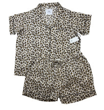 Printfresh Plus Sz 1X Pajama SET Top Shorts Leopard Cheetah Animal NEW