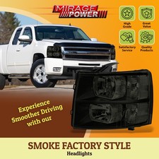 Smoked Lens Driving Head Lights Lamps Assembly Set For 07-14 Silverado 1500 2500