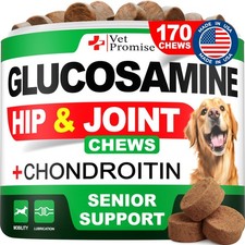 Advanced Glucosamine for Dogs - 170 Chews - Senior Hip and Joint Supplement f...