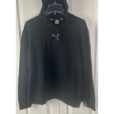 Puma Women's Hoodie Size Large Pullover Relaxed 849831-01 Cotton Blend Black A4