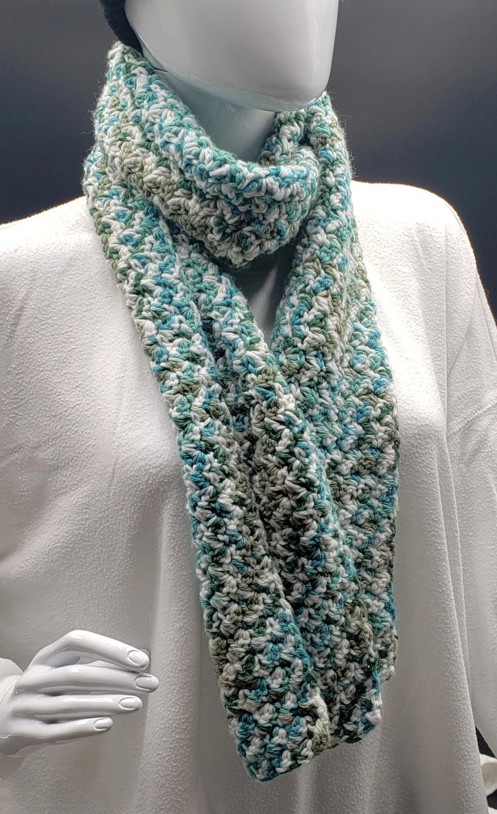 Mens/womens/youth/Unisex Scarf. Blue And Greens, New, Handmade, Warm And Soft