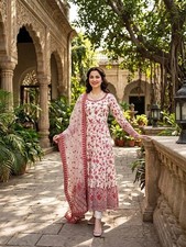 New Launching Faux Georgette White Gown Bottom With Dupatta For Ethnic Wear