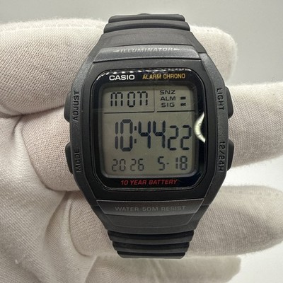 Casio W-96H Watch Men 35mm Digital Black Tone Alarm Chrono Rectangle New Batt GH