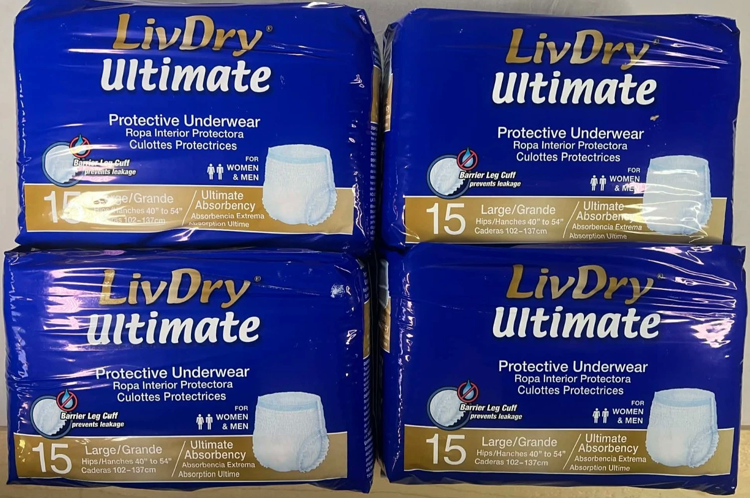 LivDry Ultimate Protective Underwear Unisex Large 60 Count FREE SHIPPING