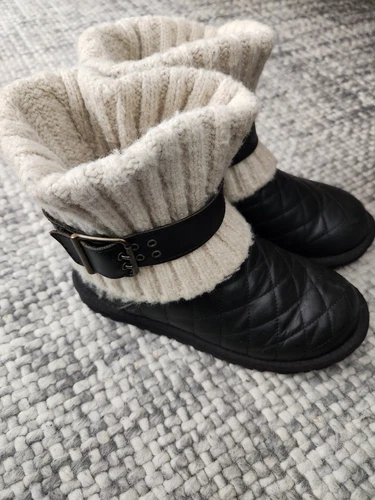 Stivali Ugg Australia Cambridge neri stivaletti in pelle trapuntata maglione 5 36
