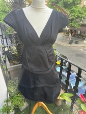 Marc Jacobs 100% Silk Black Layered Tiered V-Neck Mini Dress