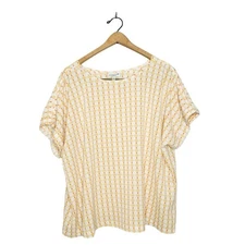 Studio B by Bobeau Lightweight Colorful Yellow Boxy Short Sleeve Top Plus 1X