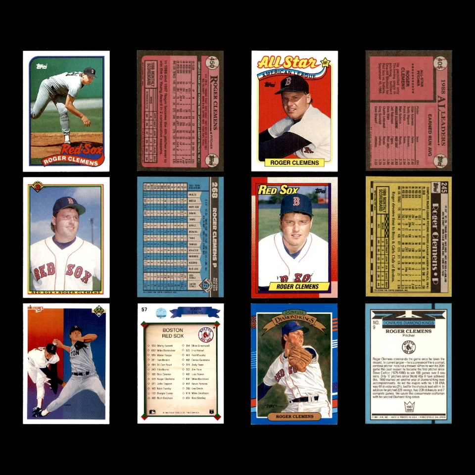 Lote 89 tarjetas de béisbol diferentes Roger Clemens 1987-2005 Medias Rojas/TOR/NYY/Astros Foto 4 de 4