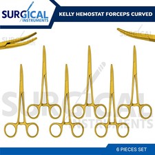 GOLD - 6 Pcs Kelly Hemostat Forceps 5.5" Straight Surgical Dental German Grade