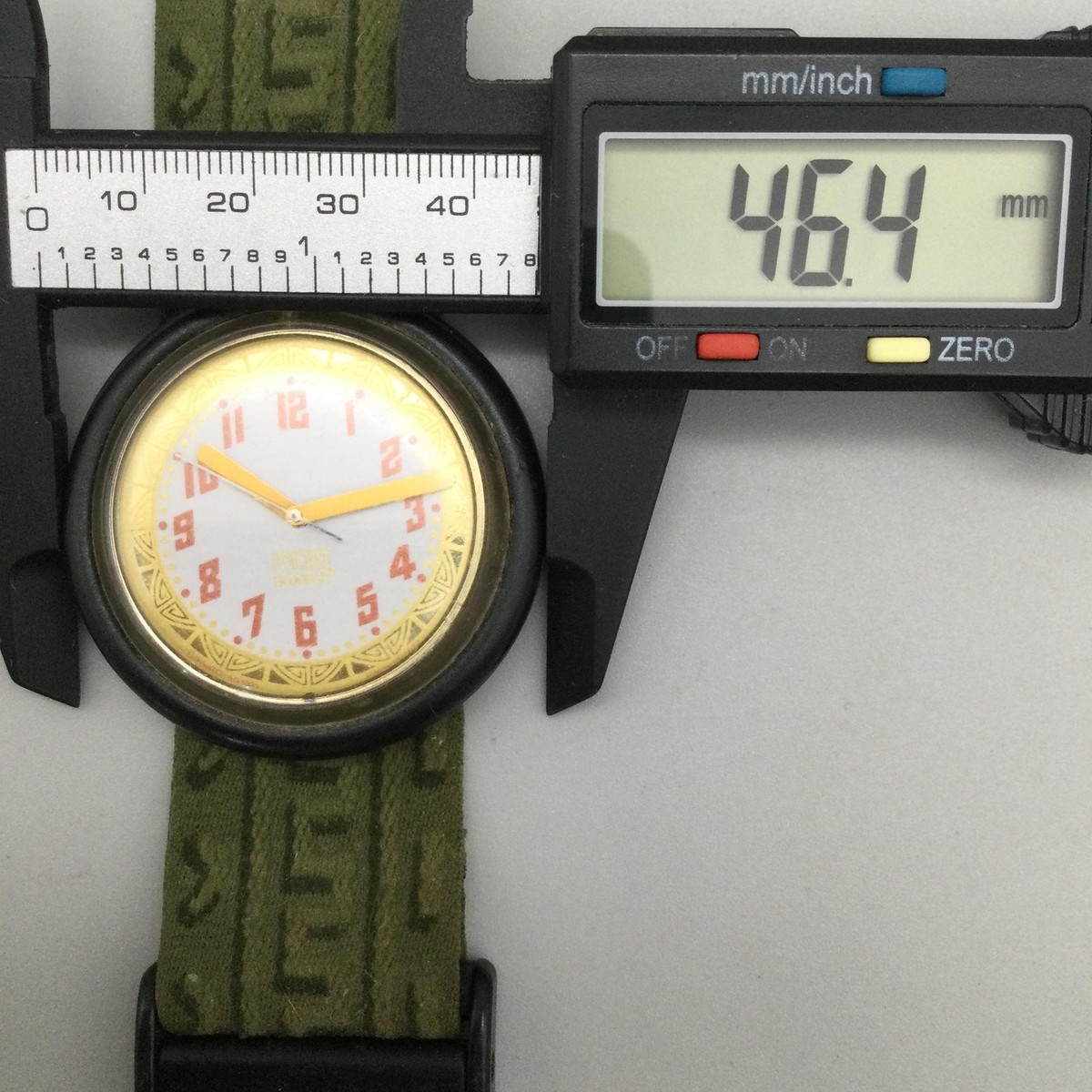 Vintage Swatch POP Mens Watch 46mm Melange Green Fabric Strap New