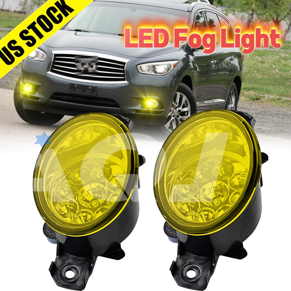Pair LED Fog Light Bumper Driving Lamps Yellow Bulb For INFINITI JX35 2013