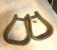 Western Oxbow Stirrups Pair for Horse Saddle, Wood Construction Stirrups