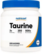 Nutricost Taurine Powder 500 Grams - 250 Servings, 2000mg Per Serving