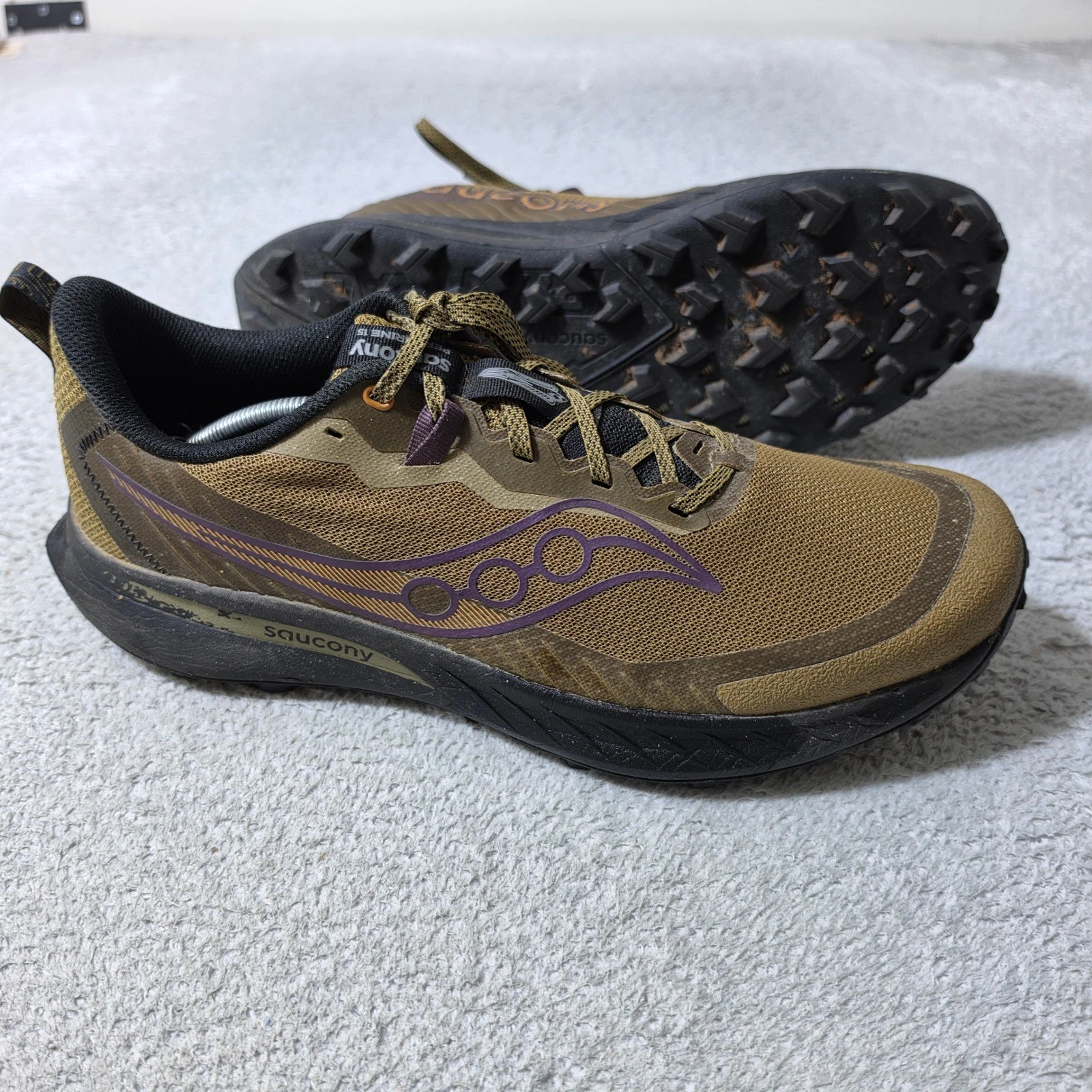 Saucony Peregrine 15 Trail Running Shoes Mens 14 Brown Black Hiking Sneakers