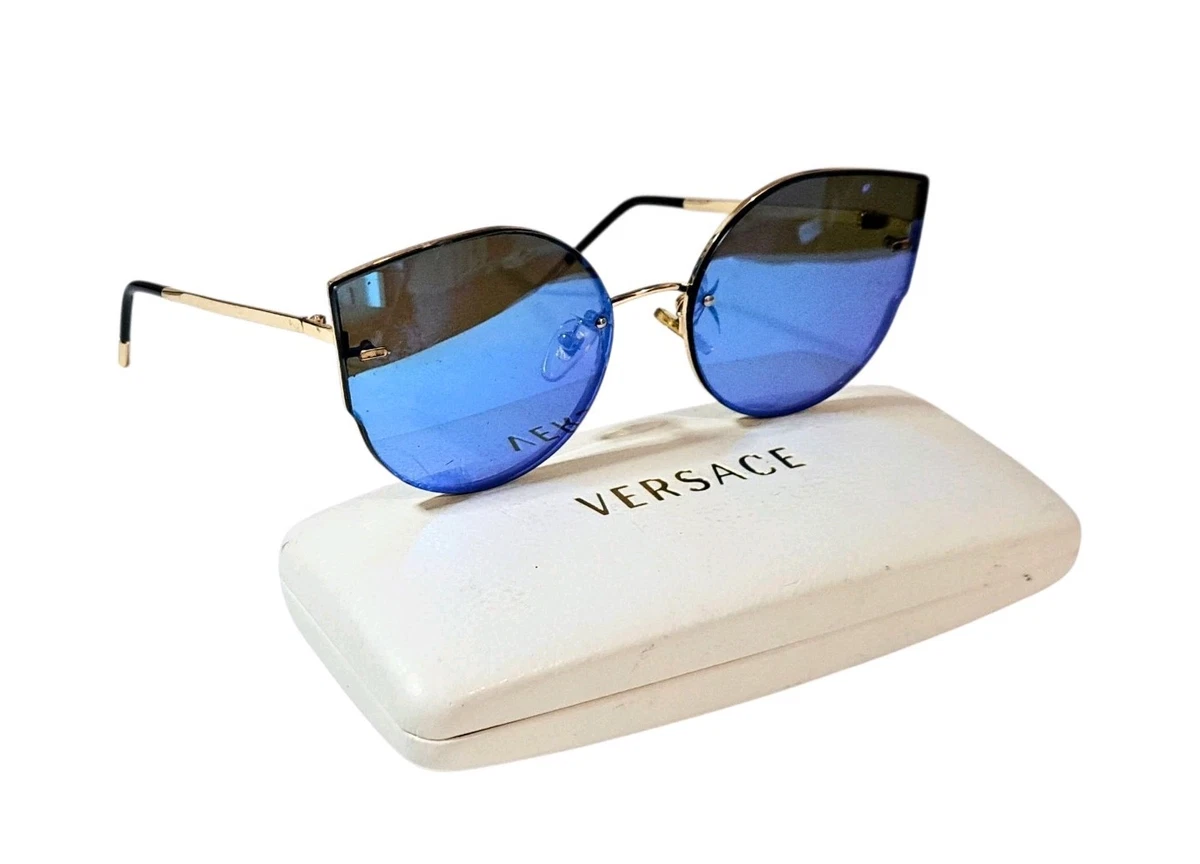 VERSACE D5458 Sunglasses Butterfly Blue/Gold Women New | eBay