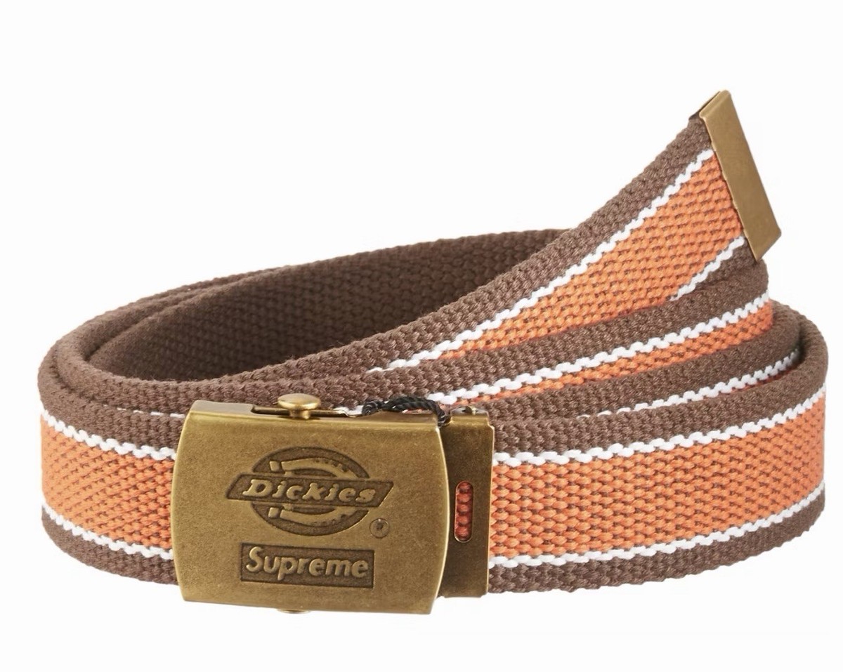 SS22 Supreme ® / Dickies ® Stripe Webbing Belt Brown Orange White