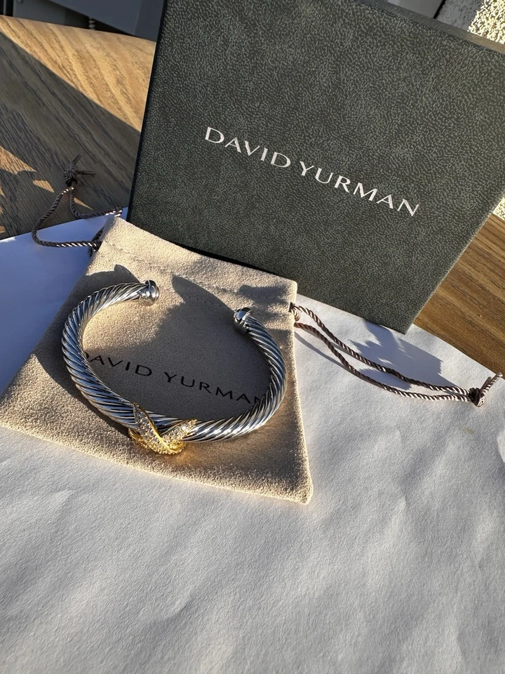 David Yurman 925 Sterling Silver Cable 7mm Cuff Bracelet Vintage DY - Image 4 of 4
