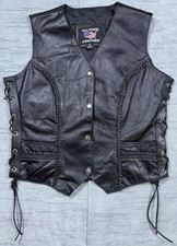 Ladies Braided Leather Side Laced Motorcycle Vest Size Medium M