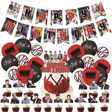 Stray Kids Merch 5 Star Party Decorations Include Happy Birthday Banners, Cak...