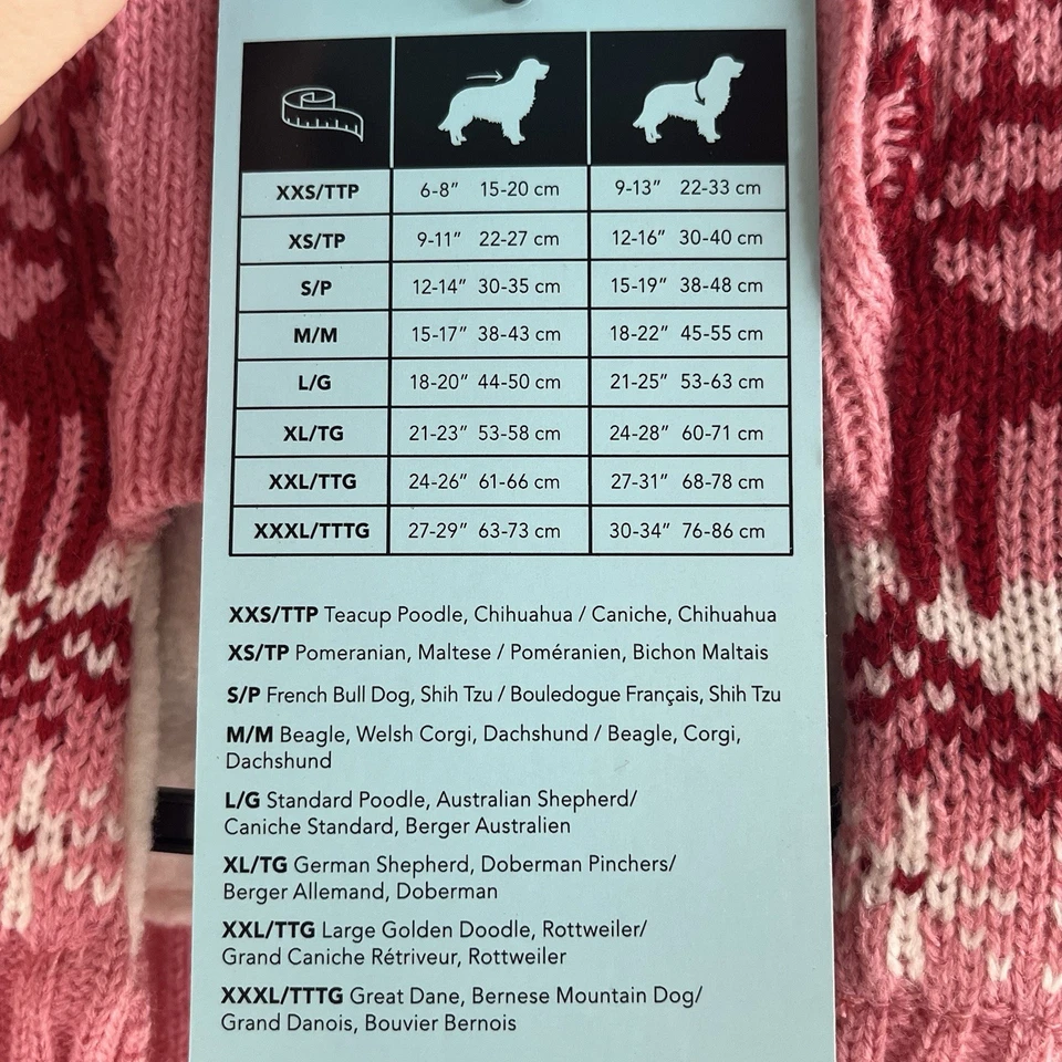 Cynthia Rowley Dog Pom Hooded Holiday Sweater Pink White Red Reindeer Size XS - Image 4 of 4