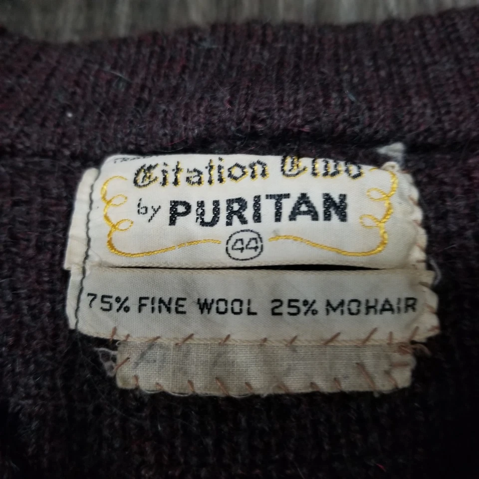 Vintage Citation Club By Puritan Mohair Wool 60s Sweater Size 44 Solid Red/Brown - Image 2 of 4