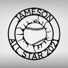 Personalized Ball Metal Sign Custom Name Home Decor Gift for Sports Lovers