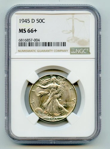 1945-D Liberty Walking Silver Half Dollar 50c NGC MS66+