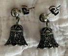 Vintage Sterling Ornate Silver Dangle Bell Earrings — photo 1
