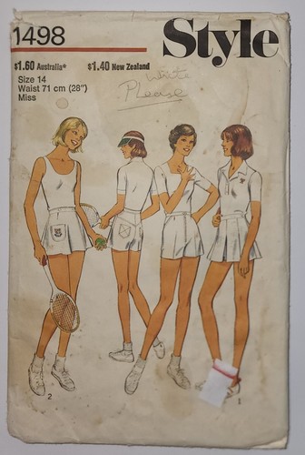 Style 1498 Tennis top & shorts Size 14 UNCUT Paper Sewing Pattern