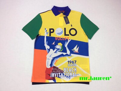 Polo Ralph Lauren Men Color Block Beach Volleyball Graphic Mesh