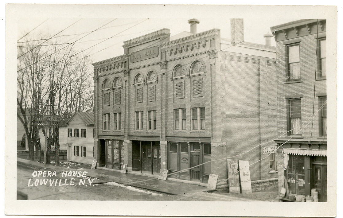 RPPC NY Lowville Opera House Town Hall Posters Broadsides Fish Market