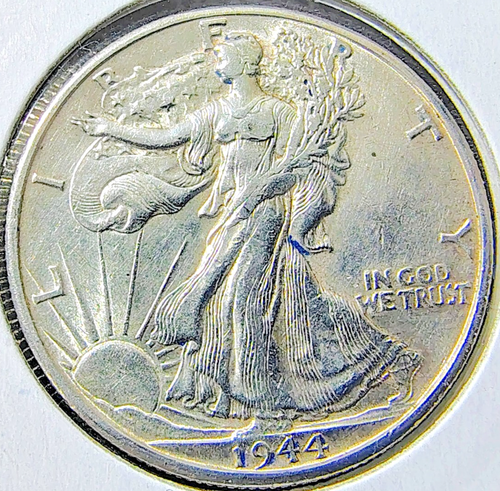 1944 D Half Dollar Walking Liberty EF/aUNC 90% Silver Denver Mint VeryScarce - 第 1/2 張圖片