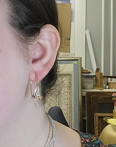 Vintage Sterling Silver 14k Gold Two Tone Calla Lily Floral Drop Earrings 1.25” - Picture 7 of 7
